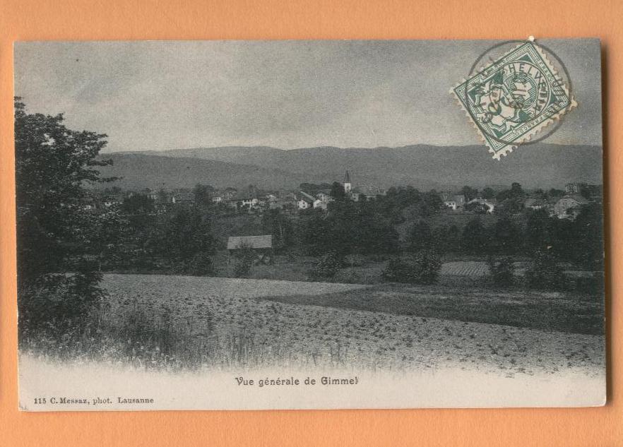 H059 Vue Générale De Gimel (Gimmel ! ). Vue Sur Marchairuz, Jura Vaudois Cachet Gimel Et Rolle 1906 - Gimel