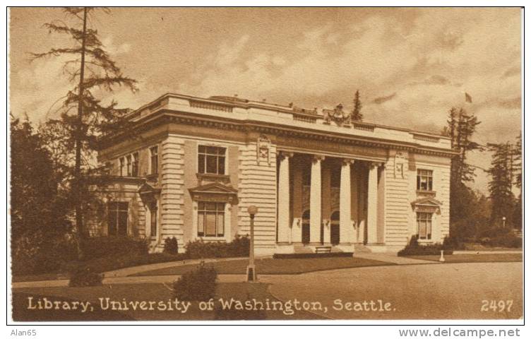 University Of Washington Library Building On Campus, C1910s Vintage Postcard Mitchell #2497 - Seattle