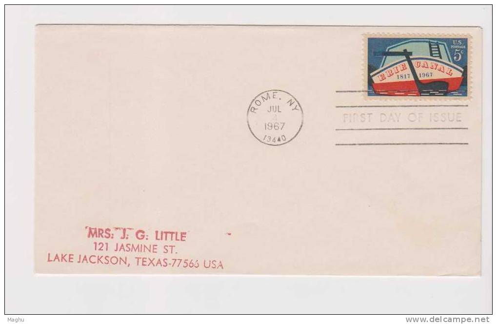 USA-FDC-1967-ERIE CANAL-nature--geography-- Water - Other (Sea)