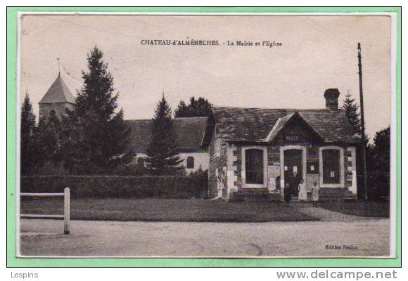 61 - CHATEAU-D'ALMENECHES -- La Mairie Et L'Eglise - Bazoches Sur Hoene