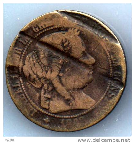 Espagne 5 Centimos Da Escudo Isabel II 1868 (?) B+ - First Minting
