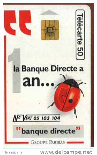 X TELECARTE FRANCE TELECOM CHIP COCCINELLA INSETTI BANCA BANQUE - Lieveheersbeestjes