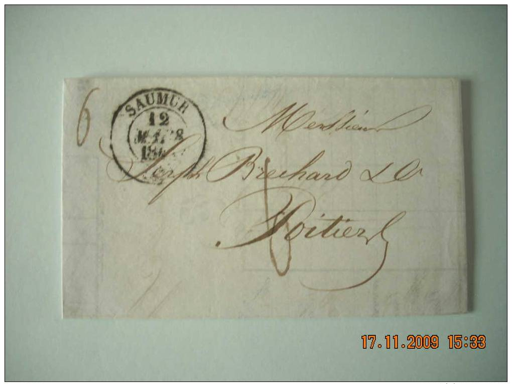 DE  SAUMUR  A   POITIERS  1846  DE FOSLETHEULLE  SAUMUR  BANQUE - 1801-1848: Precursors XIX