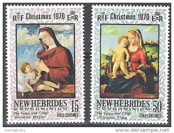 Nouvelles Hebrides 1970 Michel 297 - 298 Neuf ** Cote (2005) 2.50 Euro Noël - Unused Stamps