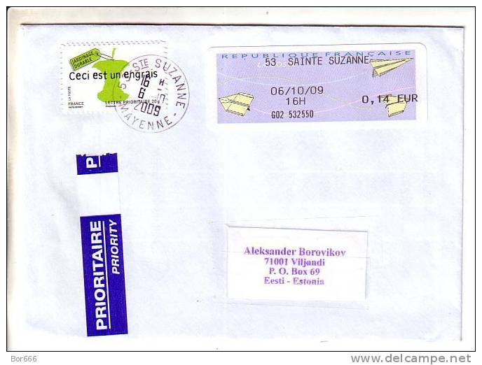 GOOD FRANCE Postal Cover To ESTONIA 2009 - Good Stamped: Jardinage Durable - Brieven En Documenten