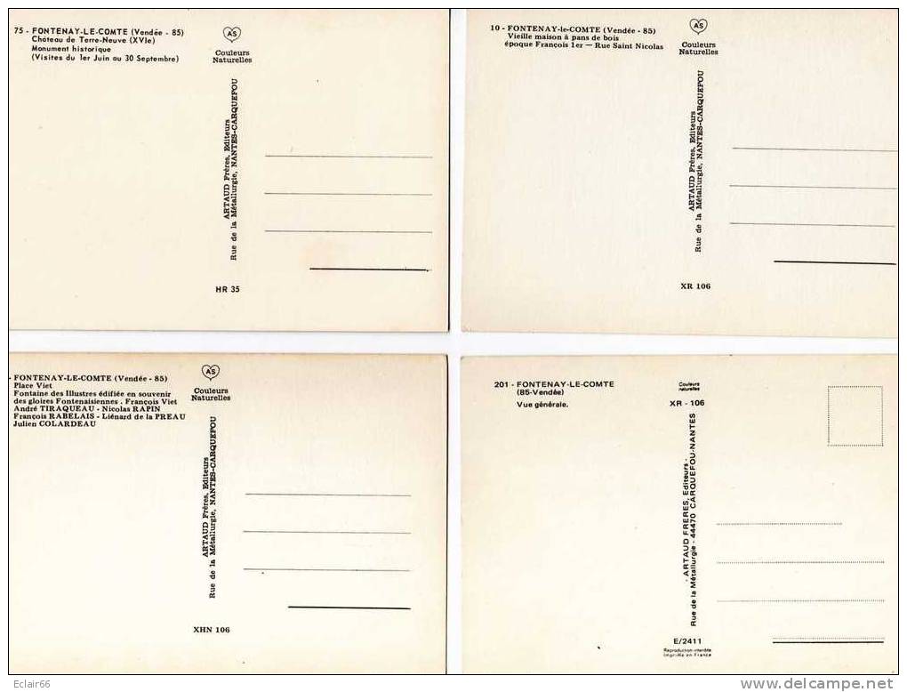 85.FONTENAY LE COMTE    Lot De 4CPM   Grand Format  15cmX10cm   Edit  Artaud - Fontenay Le Comte