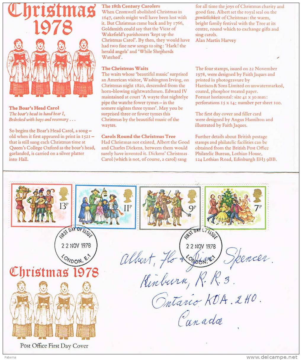 F.D.C. Christmas 1978, ( Inglaterra),Londres ,London, - 1971-1980 Decimal Issues