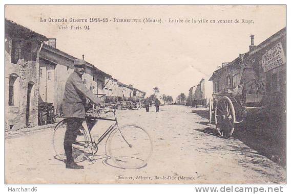 MEUSE.PIERREFITTE SUR AIRE.ENTREE DE LA VILLE EN VENANT DE RUPT ..PLAN DE VELO ET ATTELAGE DEVANT VINS EN GROS - Pierrefitte Sur Aire