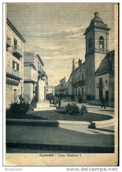 CANICATTI (CALTANISSETTA) CORSO UMBERTO I VIAGGIATA 1940 - Caltanissetta