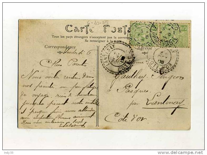 - MONACO . AFFRANCHISSEMENT COMPOSE SUR CP DE 1905 POUR LA FRANCE - Poststempel