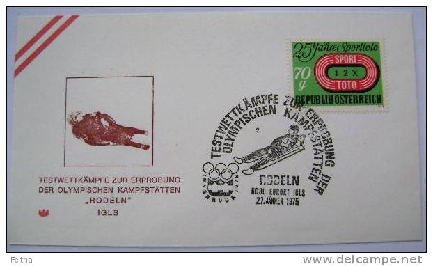 1975 AUSTRIA COVER PREOLYMPIC TEST IN LUGE RODELN IGLS - Inverno1976: Innsbruck