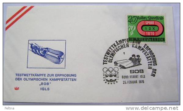 1975 AUSTRIA COVER PREOLYMPIC TEST IN BOB IGLS - Winter 1976: Innsbruck