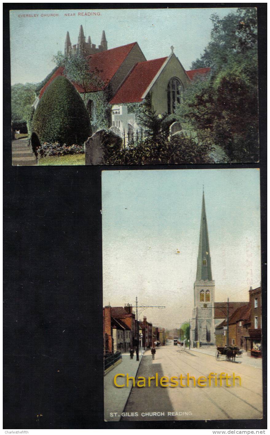 2 SUPERB VINTAGE CARDS ** READING ( Eversley Church And St Gilles Churc Reading ) ** - Reading
