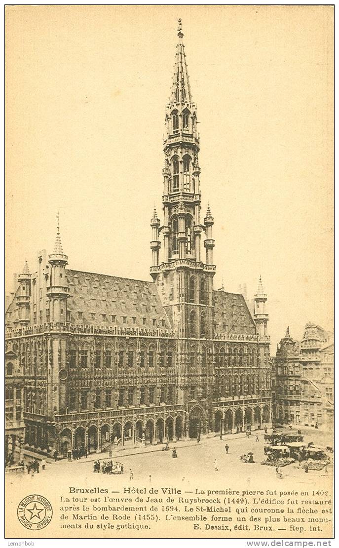 Belgium Belgique - Brussels Bruxelles Hotel De Ville Old Postcard [P413] - Cafés, Hôtels, Restaurants