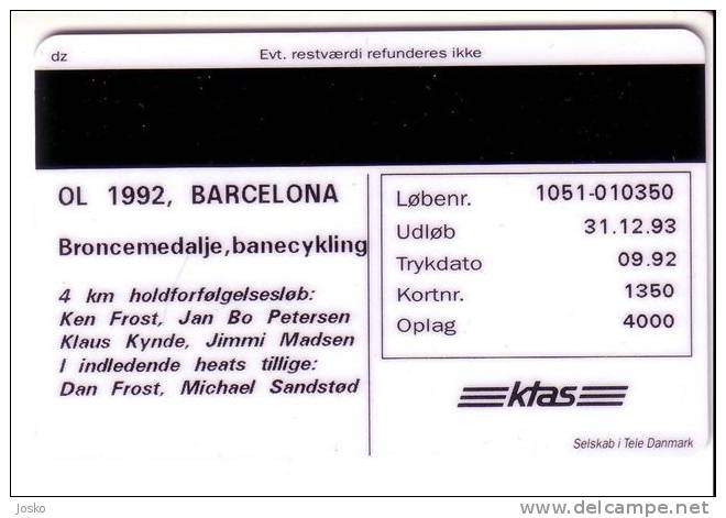 CYCLING - Olympic Games 1992 Barcelona (Denmark 4000. Ex) * Cyclisme Vélo Radsport Ciclismo Bike Bicycle Cycle Radfahren - Danimarca