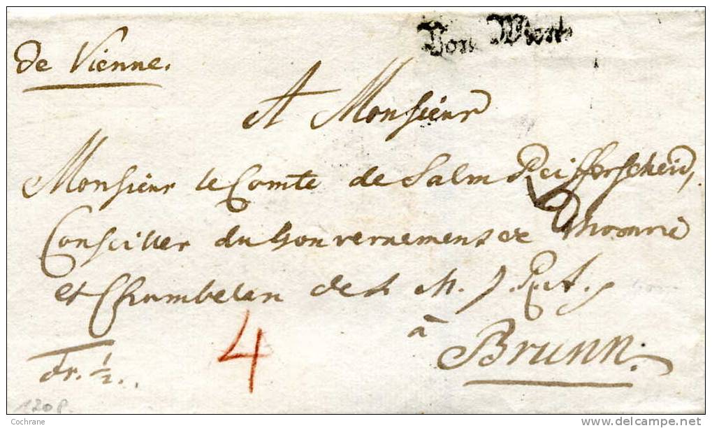 1783 - "De Vienne" Manuscrit Et "Von Wien" Au Tampon Sur Lettre Pour Brünn (Brno) En Moravie. - ...-1850 Prefilatelia