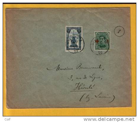 152+164  Op Brief Met Stempel DIEGHEM - 1918 Croix-Rouge