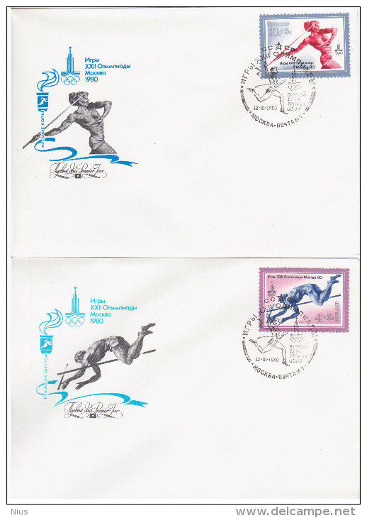 Russia USSR 1980 FDC X5 22nd Summer Olympic Games In Moscow - FDC