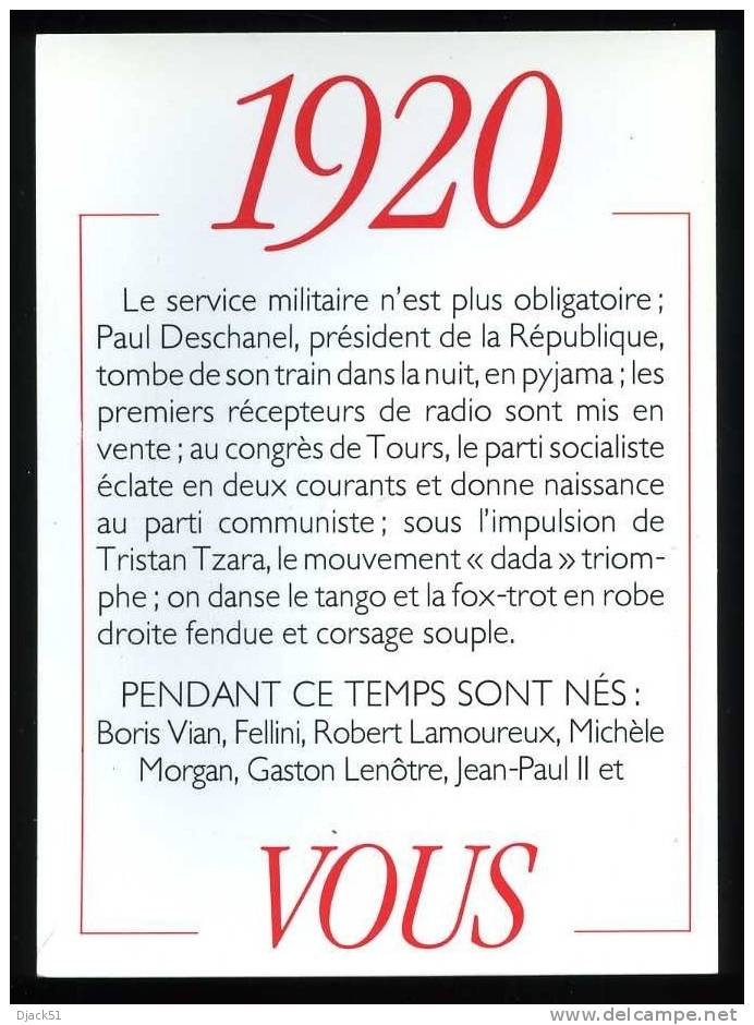 Année De Votre Naissance : 1920 - Geboorte