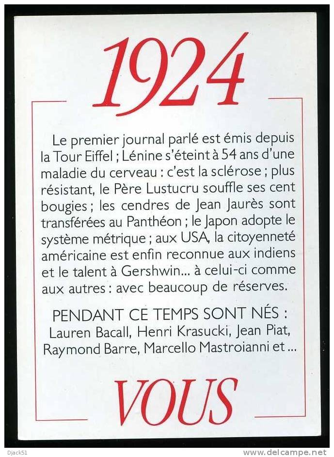 Année De Votre Naissance : 1924 - Naissance