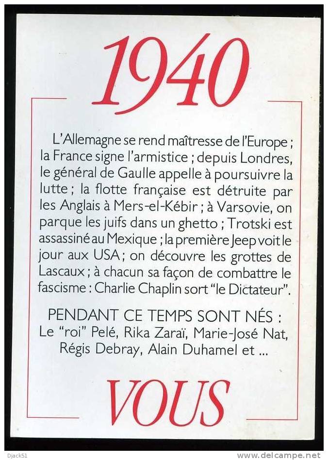 Année De Votre Naissance : 1940 - Geboorte