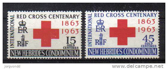 Neue Hebriden-1963-100 J.Rotes Kreuz (196-197)-postfrisch,** - Vanuatu (1980-...)