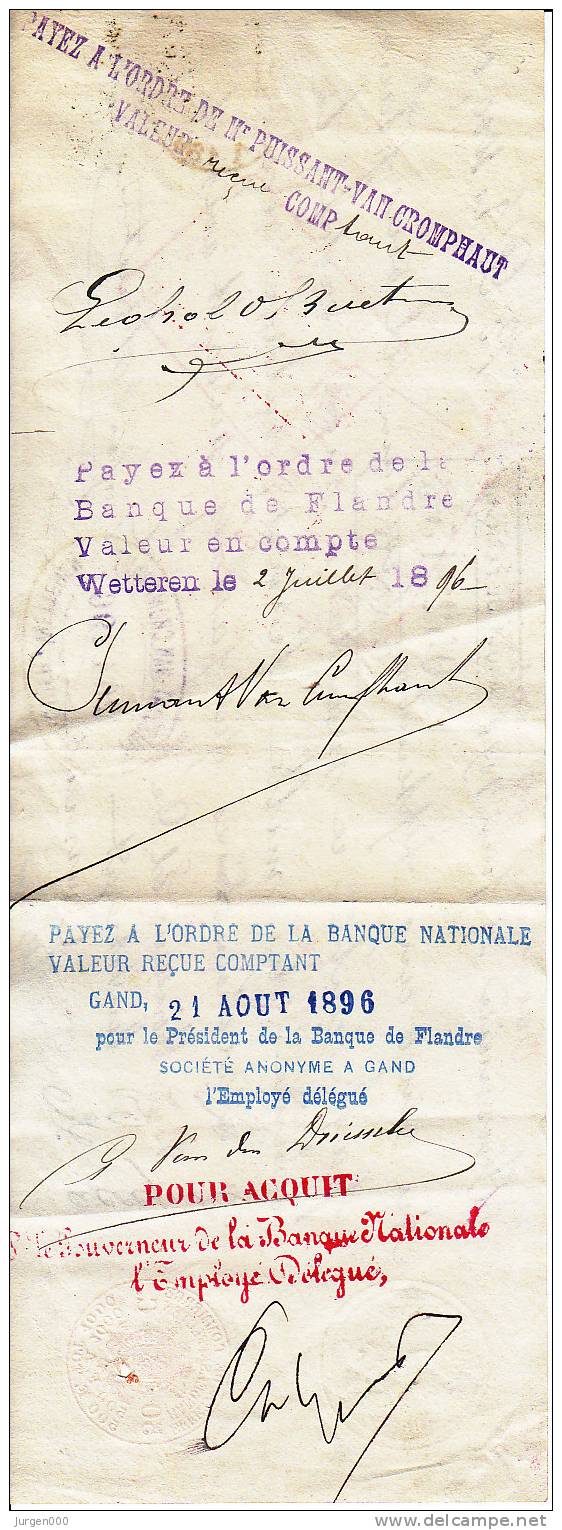 Nr 64, Op Wissel Met Perforatie Banque De Flandre, Zeer Mooi (XX18727) - 1863-09