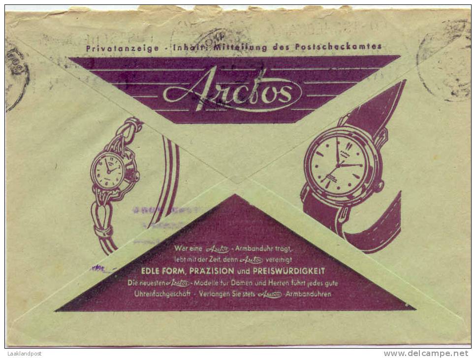 Germany Illustrated Girocover WATCHES Free Postage , Hannover 18-3-1954 - Uhrmacherei