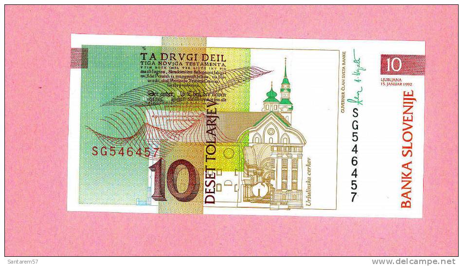 Billet De Banque Nota Banknote Bill 10 DESET TOLARJEV SLOVENIE SLOVENIA 1992 - Slovénie