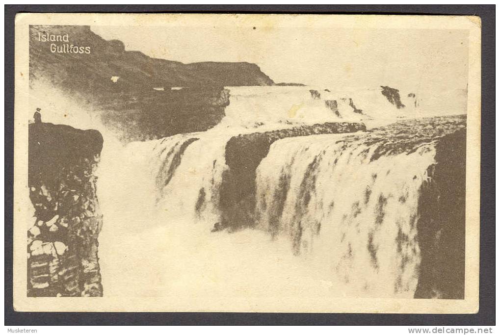 Iceland Gullfoss Waterfall Old Used Card - Islande