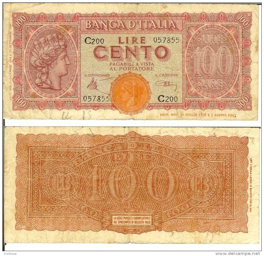 100 Lire Italia Turrita 10/12/1944 (Luogotenenza) - 100 Liras