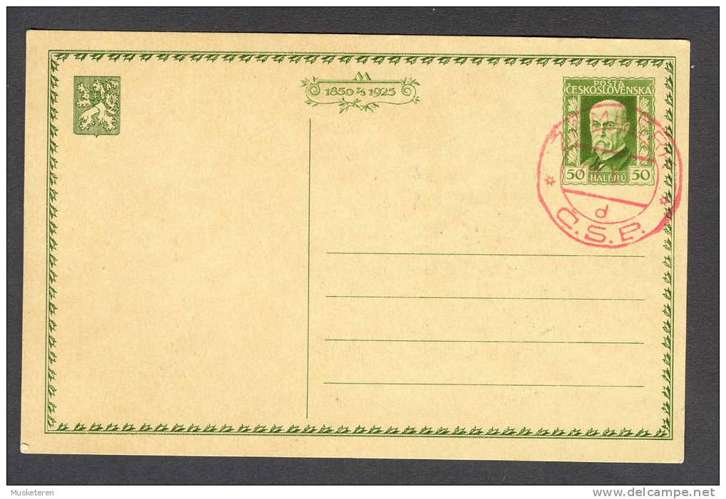 Czechoslovakia Postal Stationery Ganzsache Entier ZAMBERK 1925 President Masaryk - Postkaarten