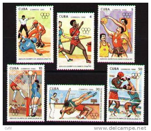 CUBA 1990 - JEUX OLYMPIQUES BARCELONA 1992 (6) - Unused Stamps