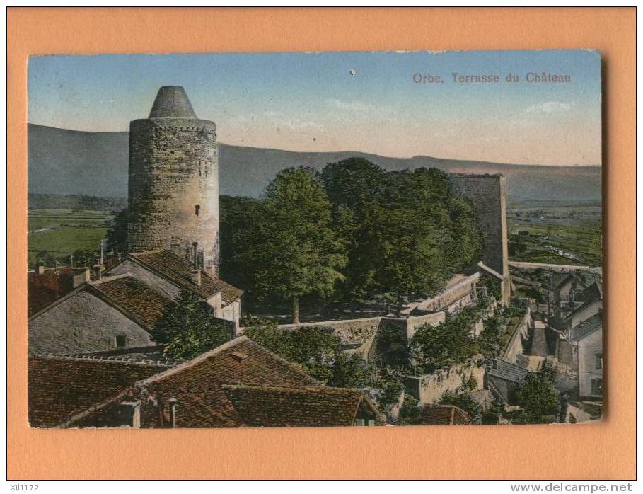 H078 Orbe, Terrasse Du Château, Vue Sur Jura Vaudois. Cachet Baulmes 1942 - Baulmes