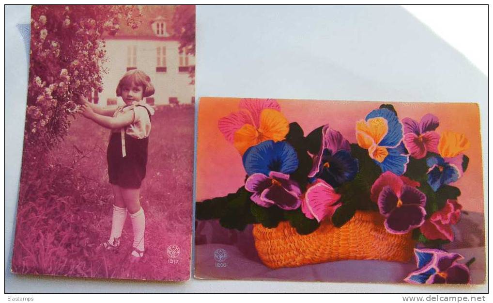 Belgien , Enfants - Fleurs 2  Photo Cartes  Aprx. 1930 - Covers & Documents