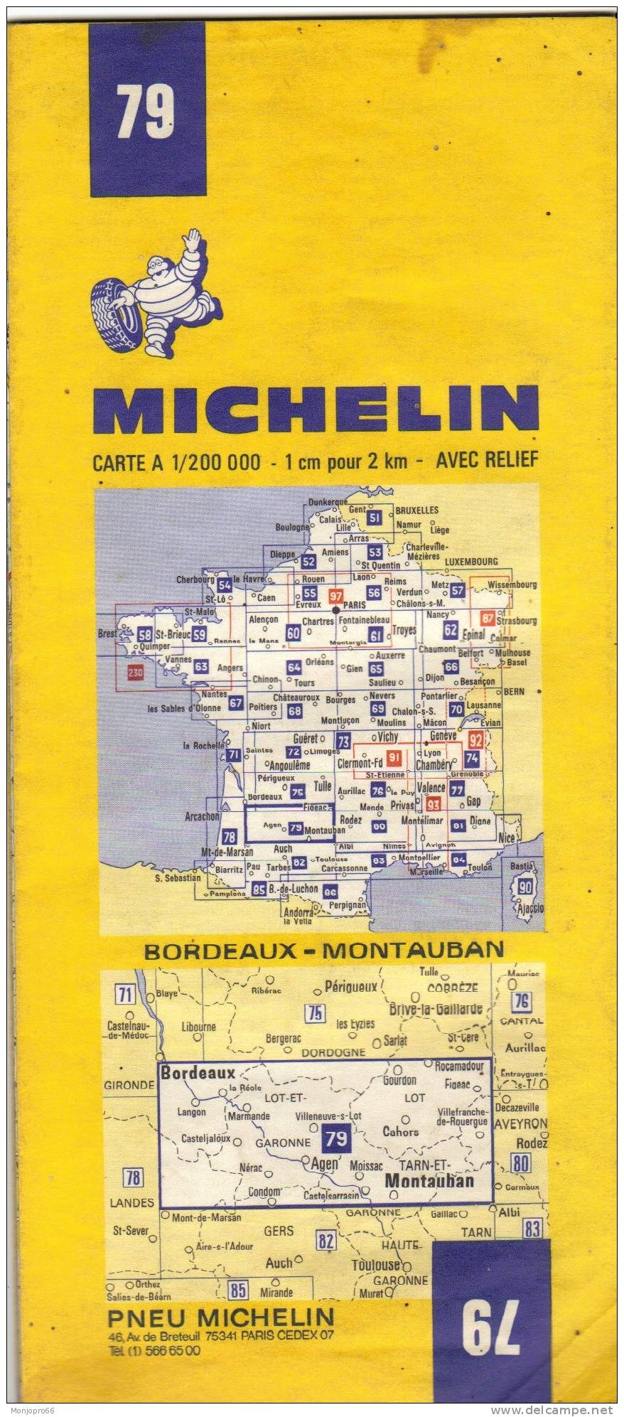 Carte Michelin N° 79 BORDEAUX - MONTAUBAN De 1975 - Other & Unclassified