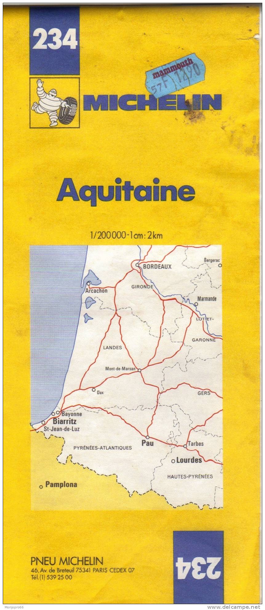 Carte Michelin N° 234 AQUITAINE De 1983 - Other & Unclassified
