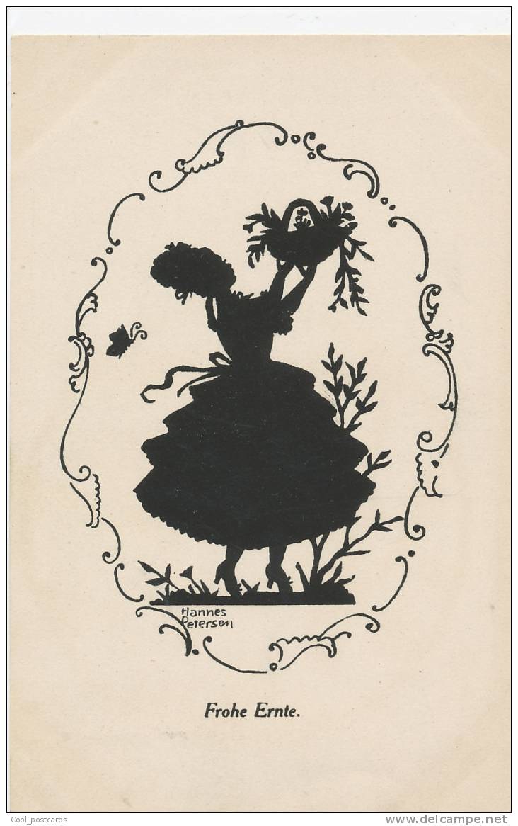 SILHOUETTE GLAMOUR, Elegant Woman, Butterfly, Sign. H. Petersen, EX Cond. PC Not Mailed, Primus - Silhouettes