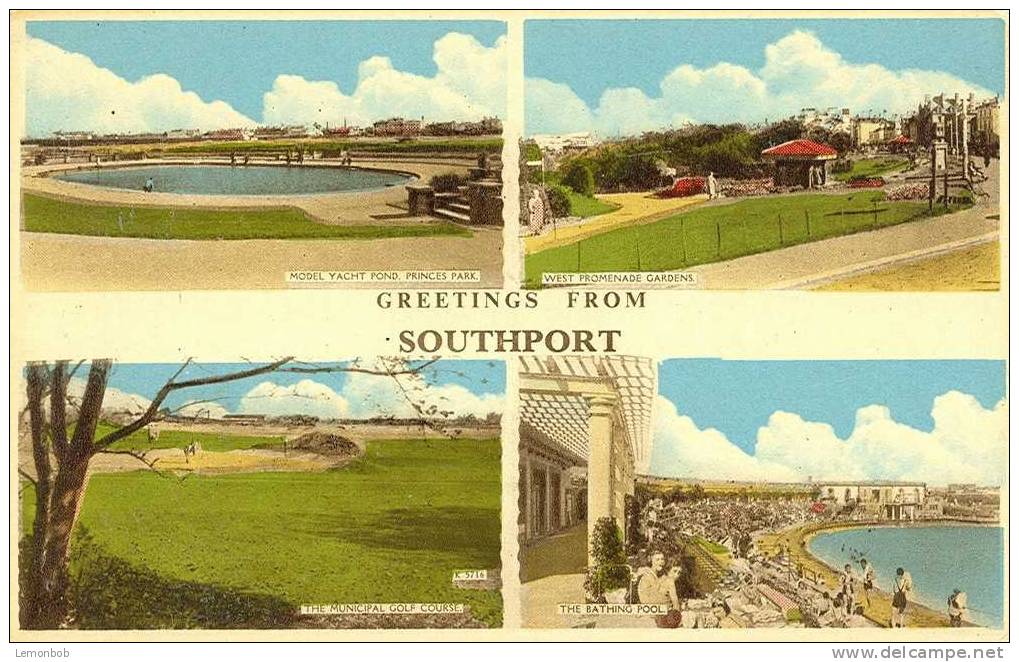Britain United Kingdom Greetings From Southport Old Postcard [P436] - Southport