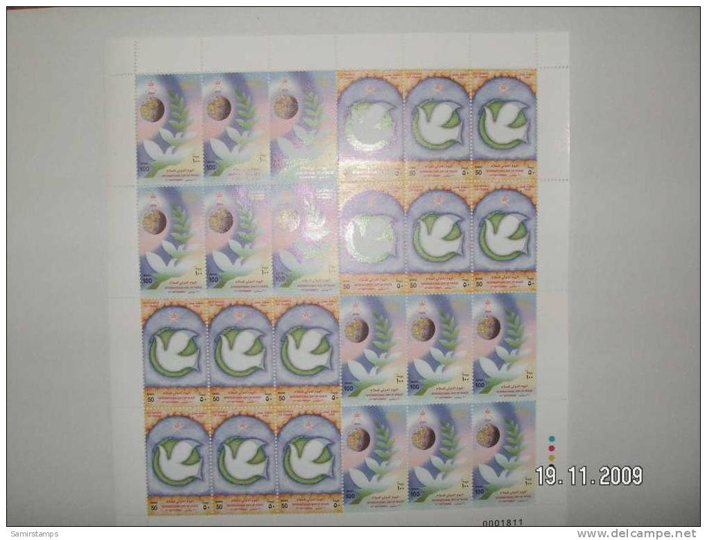 Oman, Int. Day Of Peace ,complete Sheet Of 12 Complete Sets,with Se Tenant Included- Rare-MNH- SKRILL PAYEMENT ONLY - Oman