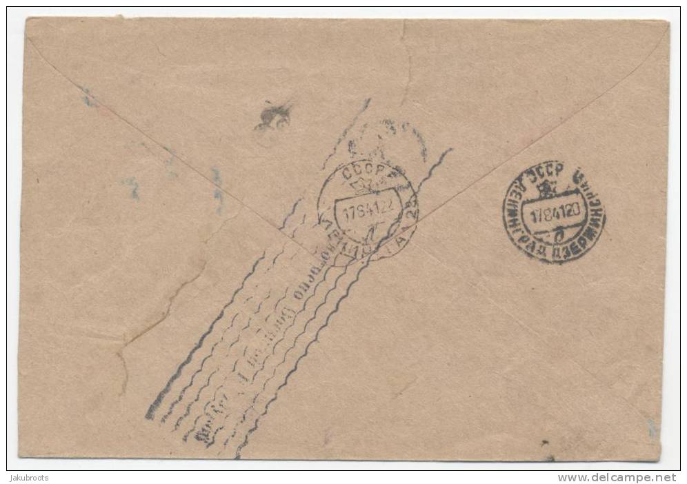 STAMPLESS  COVER  FROM  SOVIET  UNION  DATED 8.8.1941. CENSOR  MARK  ON  REVERSE - Brieven En Documenten