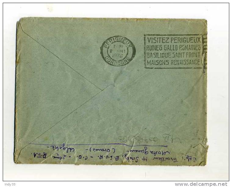 ALGERIE . AFFRANCHISSEMENT SIMPLE  SUR ENVELOPPE DE 1936 A DESTINATION DE LA METROPOLE - Covers & Documents