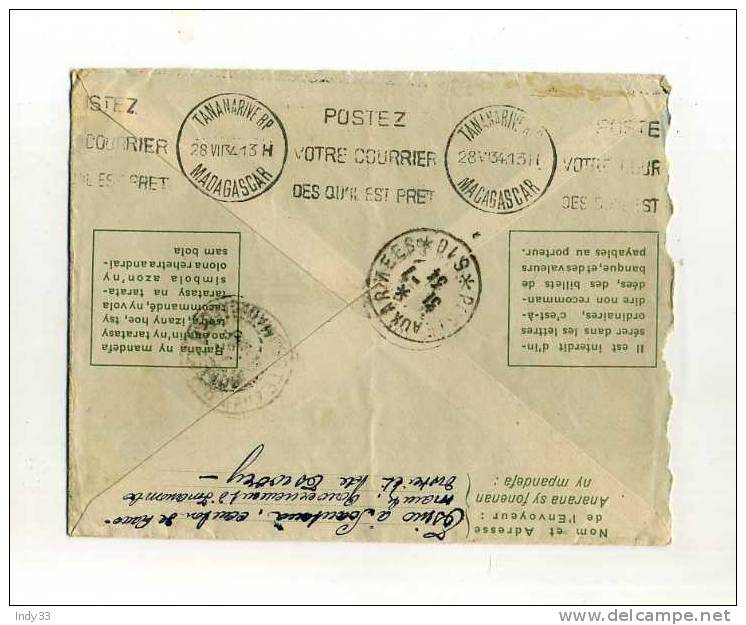 - MADAGASCAR . POSTE AUX ARMEES SUR ENVELOPPE AVEC ENTIER DE 1934  POUR LA SYRIE - Covers & Documents