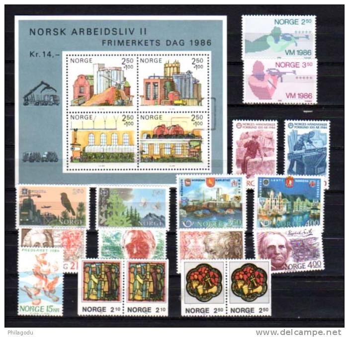 Norvège 1986, Année Complète, 898 à 916 Neuf Sans Charnière, Cote 51 € - Ungebraucht