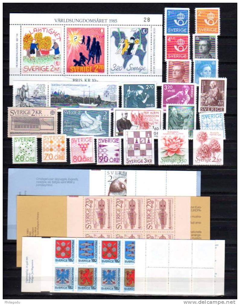 Suède 1985, Année Complète **  Timbres Et Carnets, Postfrich, Cote 120 €, - Unused Stamps