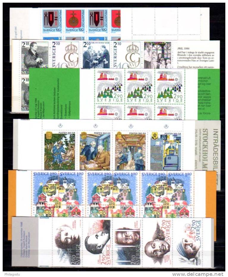 Suède 1986, Année Complète  Timbres Et Carnets, Neufs ** Cote 150 €, - Unused Stamps