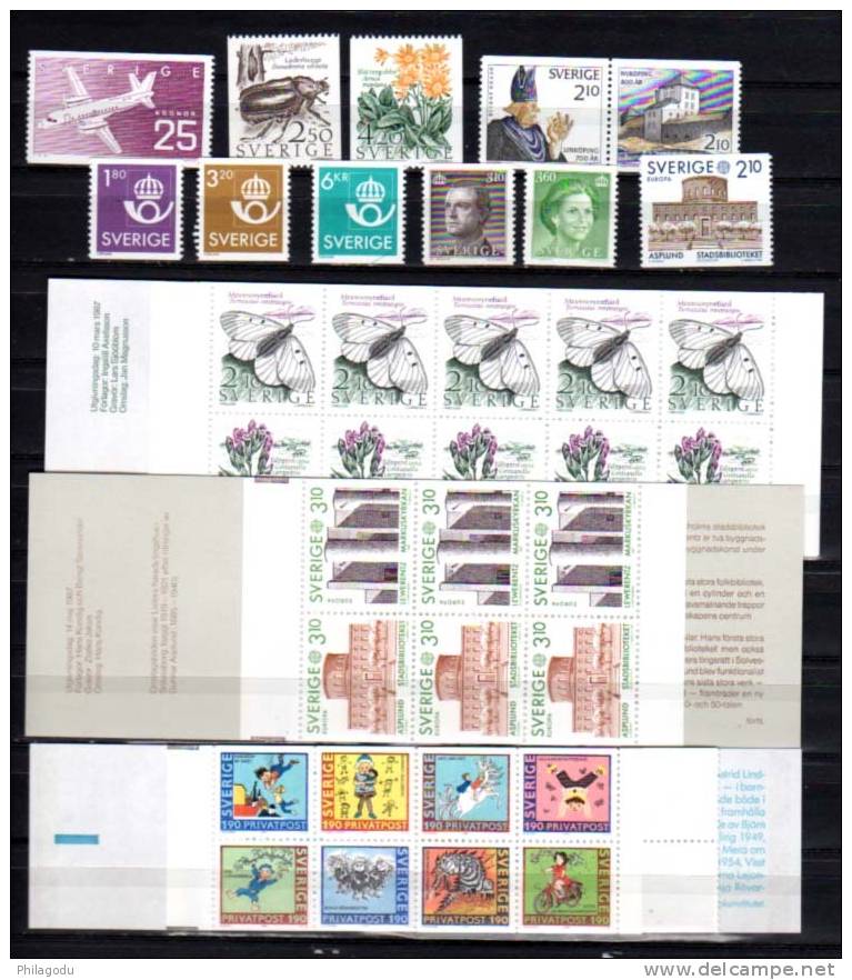 Suède 1987  Timbres Et Carnets, Entre 1400 Et 1399 ** Sans Charnière, - Unused Stamps
