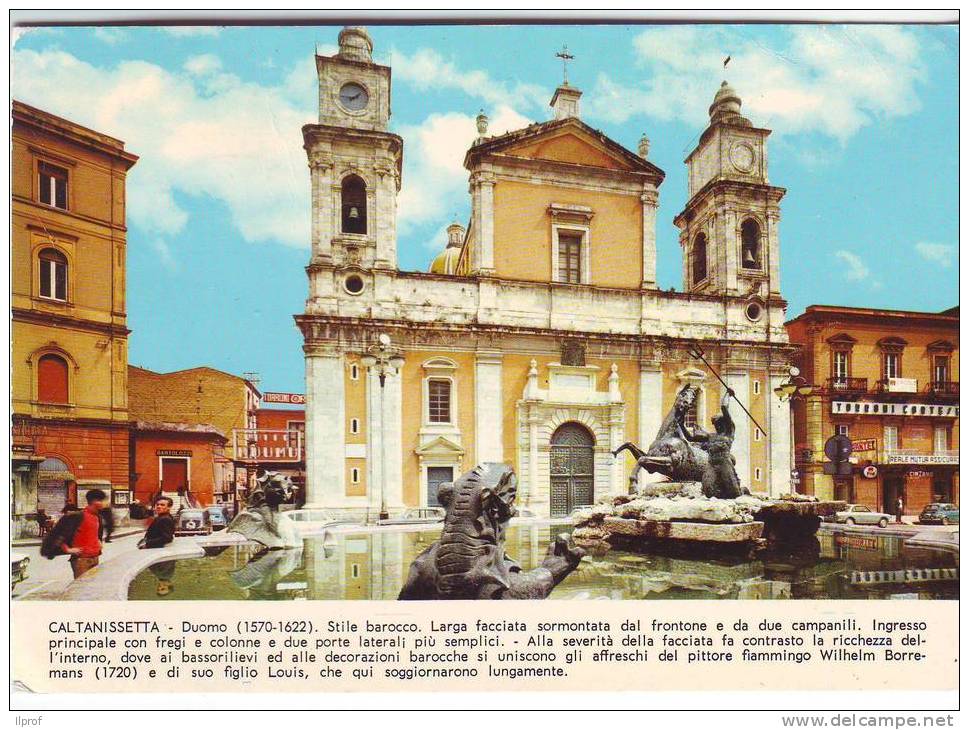 Facciata Barocca Del Duomo E Fontana Monumentale, Caltanisetta, - Caltanissetta