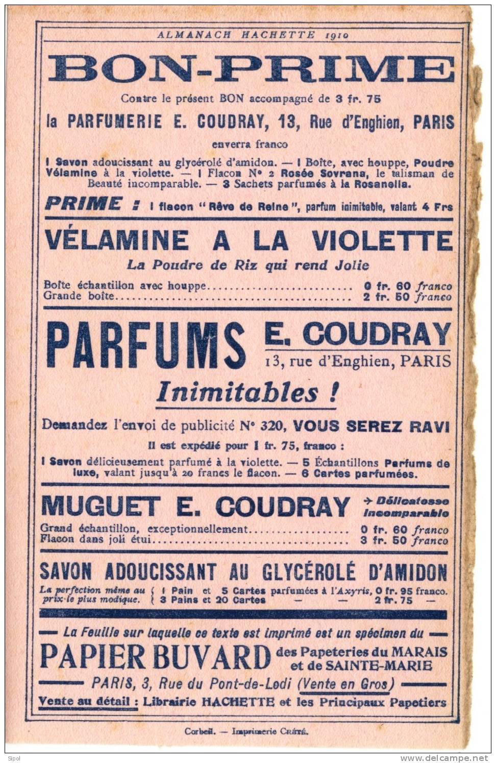 E. Coudray Parfums  Bon Prime Issu D Almanach Hachette - Perfume & Beauty