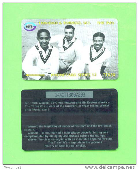 TRINIDAD AND TOBAGO - Magnetic Phonecard/Cricket - Three Cricketers - Trinidad & Tobago